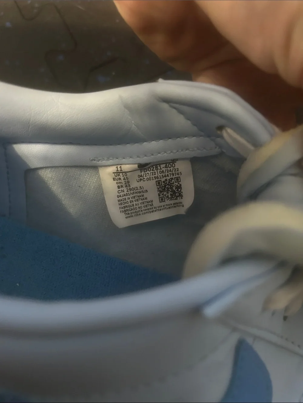 Nike Light Blue and White Low-Top Sneakers with Blue Swoosh
